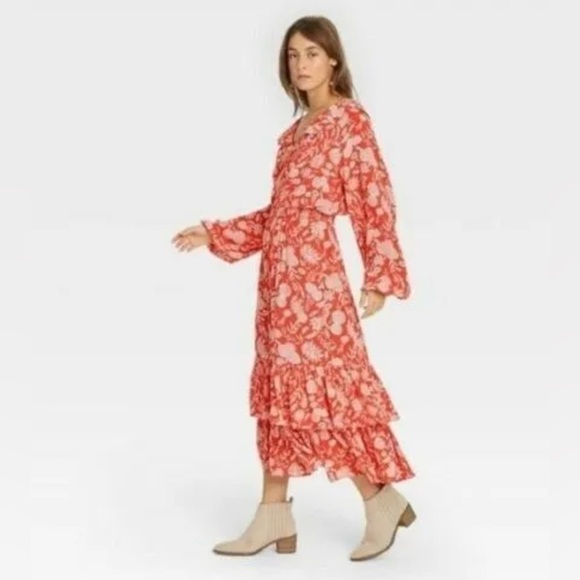 Universal Thread Orange Boho Ruffle Maxi Dress - M - Picture 5 of 6